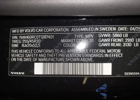 2026 Volvo Xc60 Plug-In Hybrid Plus, T8 Awd Electric/Gasoline, Dark from USA, damaged, VIN YV4H60RC0T1287401